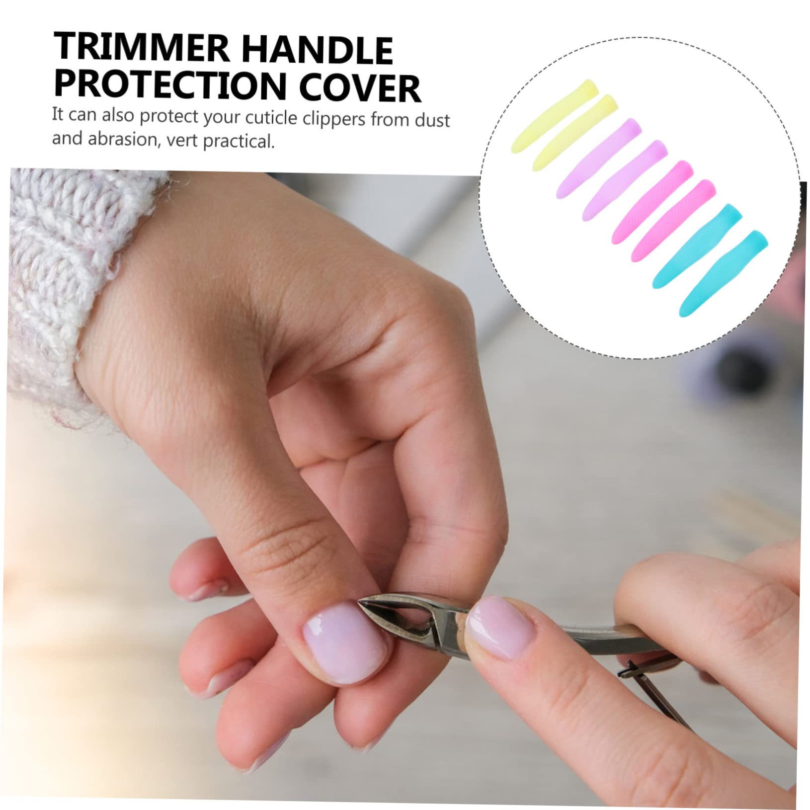 MUSISALY Cuticle Scissor Handle Covers Non-skid Cuticle Trimmer Handle Silicone Sleeves Easy Install Nail Scissor Covers Random Color