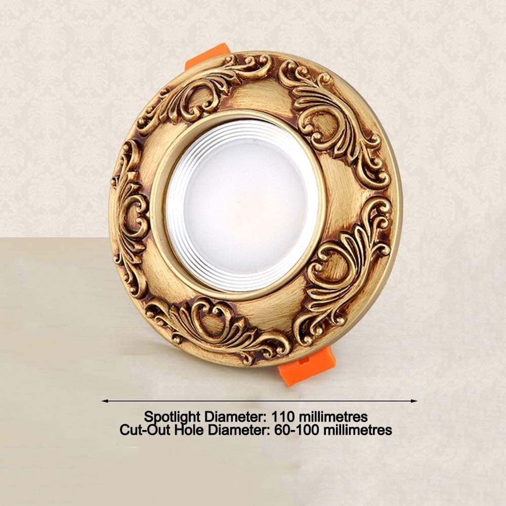Spotlight，Creative Retro round Dimmable Led Downlight Recessed Commercial Decor Resin Rotatable Led Panel Light Vintage Household Embedded Ceiling Panel Light for Living Room Outdoor/Three-