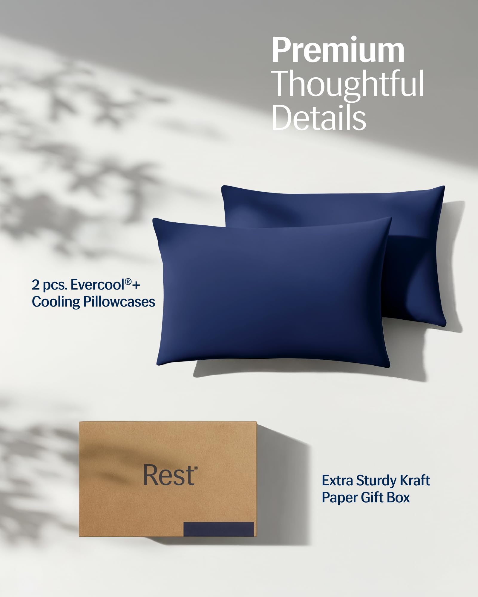 REST® Evercool®+ Cooling Pillowcases for Hot Sleepers, Standard, 2PCS