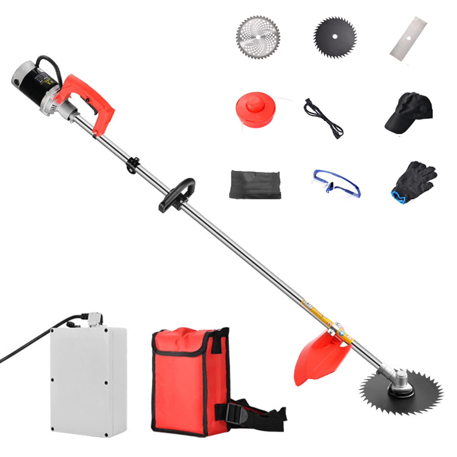 Desbrozadora Batería 2200W, Inalámbrico, Desbrozadora Electrica con de 3.0Ah 24V Batería, Desbrozadora Batería Litio, Cortacésped Multifunción con Mango Telescópico Apto para Recortar Césped