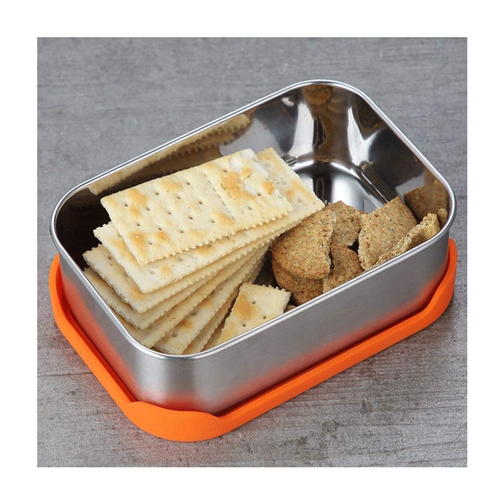 Fiambrera 800 ml de acero inoxidable Bowl fresca Almuerzo Merienda sello de silicona Con contenedor de almacenamiento de alimentos cubierta de la tapa plegable caja de almuerzo del estudiante