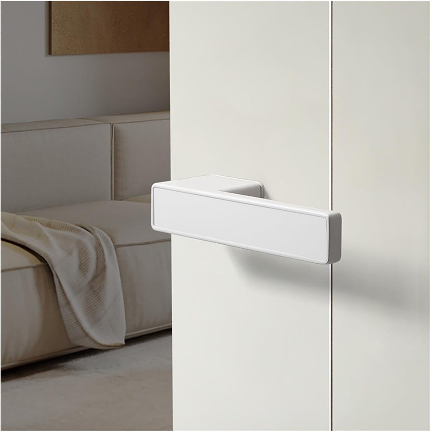 Italian Minimalist Interior Bedroom Modern Minimalist Door Handle Silent Magnetic Door Lock Household Door Lock(Black 35-50mm)