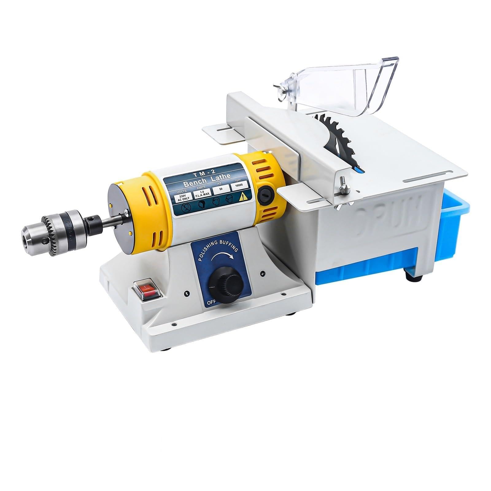Esmeriladora de Banco, Mini Sierra de mesa multifuncional for carpintería, 10000RPM, joyería de gemas, pulidora de roca, máquina de corte, torno de banco, amoladora de 320W, para moler, pulir y talad