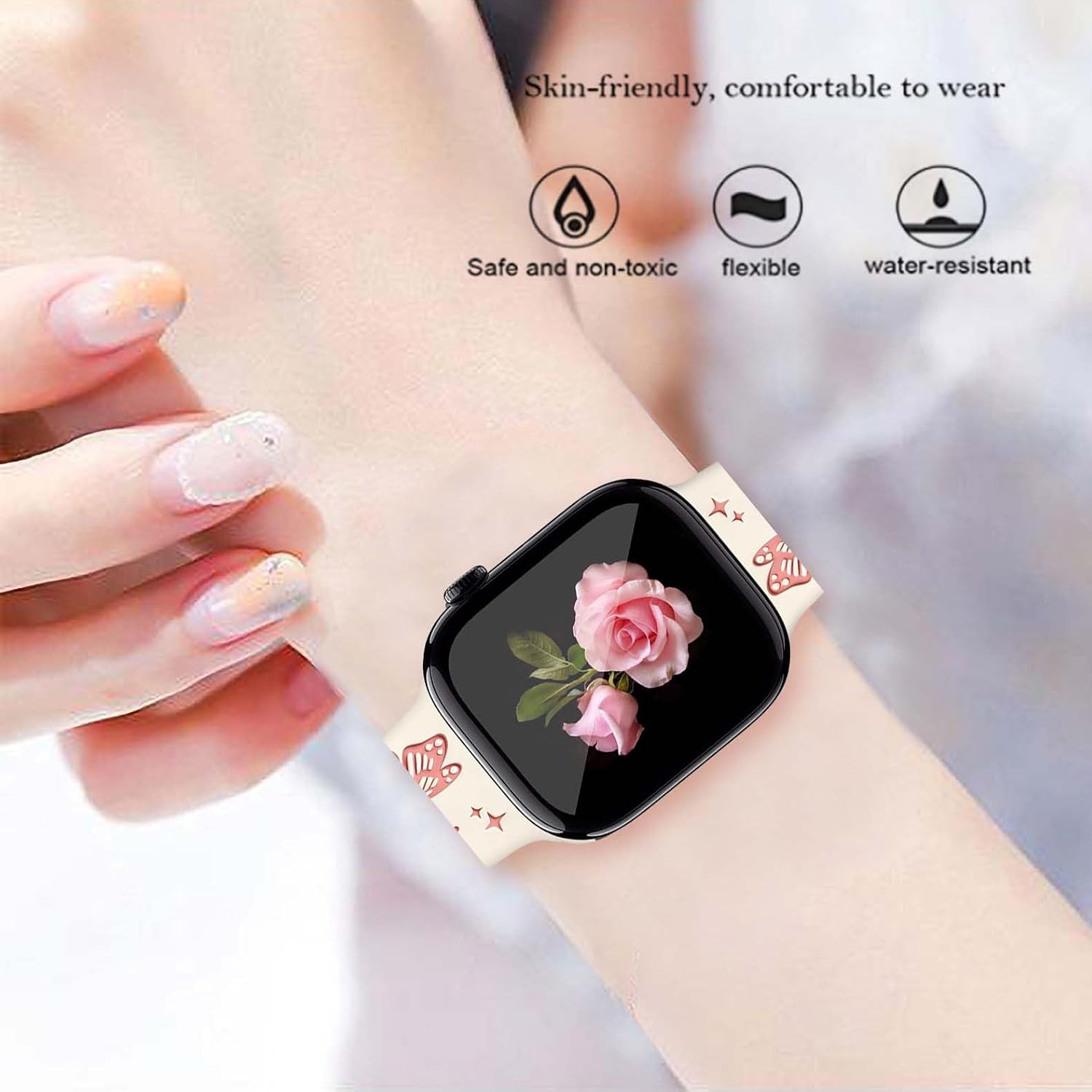 Engraved Cute Watch Band with Charms for Apple Watch Bands Series 1-11 image 2