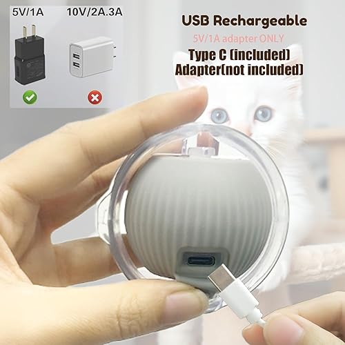 Miniatura 7 de Juguetes interactivos 2 en 1 para gatos para interiores, juguete de bola rodante rápida en tapete de juego, juguete automático de activación de