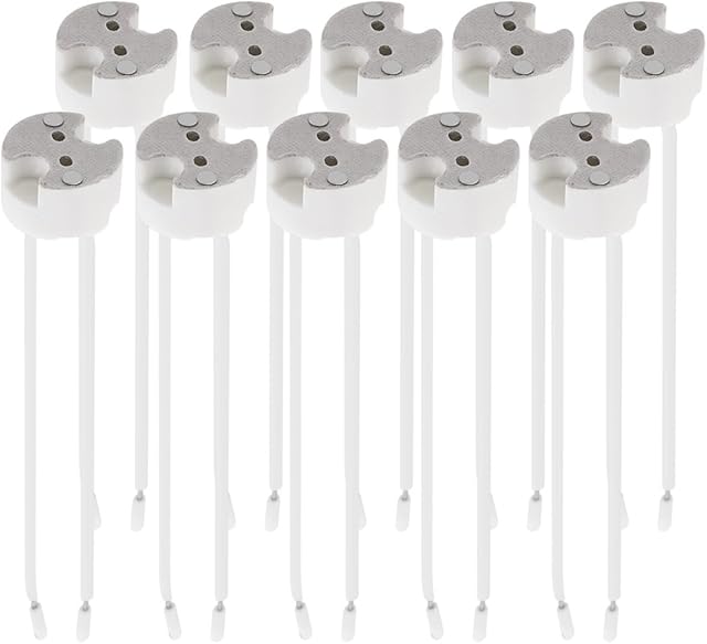 kwmobile GU5.3 Lamp Holder Sockets - Set of 10 MR16 Lampholder Socket Connectors - 12V for Halogen and LED Lamps, Lights and Ceiling Lighting