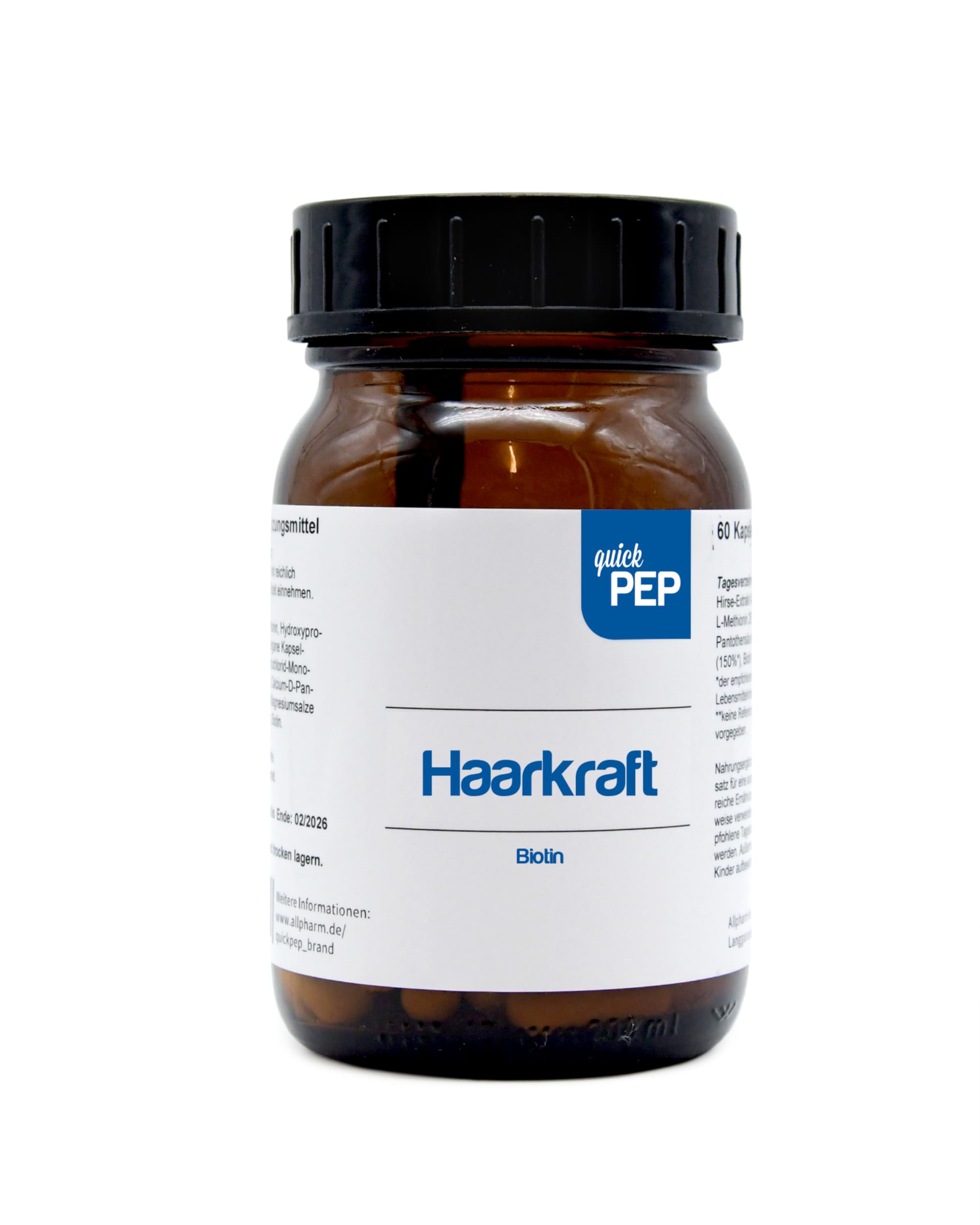 quickPEP Haarkraft Haarkapseln 60 Stk. - Hochwertiger Wirkstoff-Komplex für die Haare mit L-Cystin