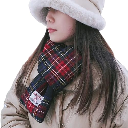TAILORMAP Harris Tweed Tartan Wool Neck Warmer for Women and Men, Soft Scarf with Plush Lining, Warm Winter Vintage Style Gift (Christmas Eve)