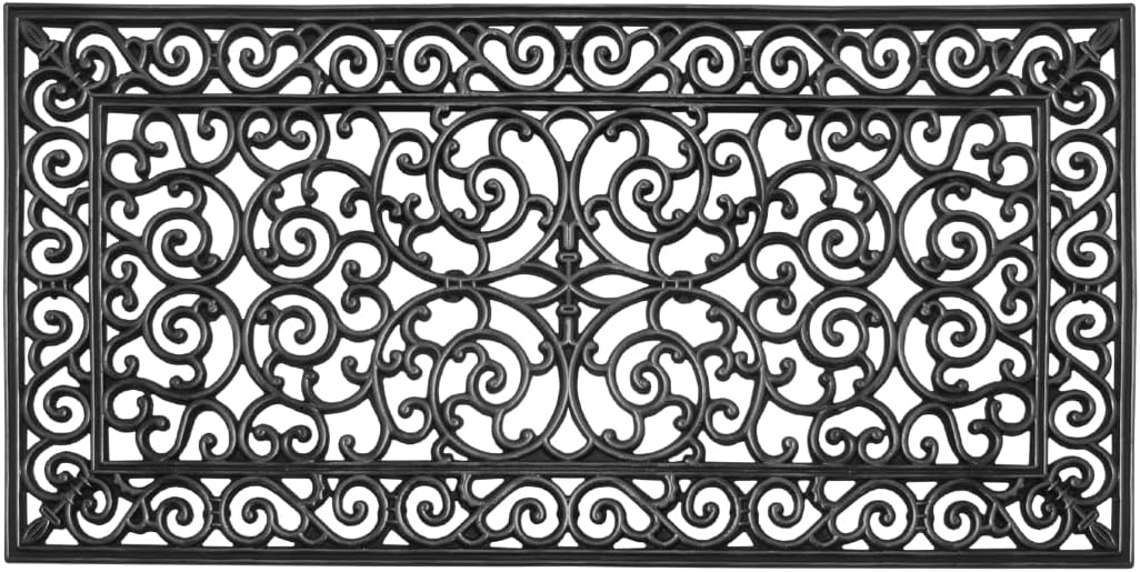 A1 Home Collections RI2002 Rubber Paisley, Beautifully Hand Finished, Doormat, 23.62" X 47.25", Black Estate