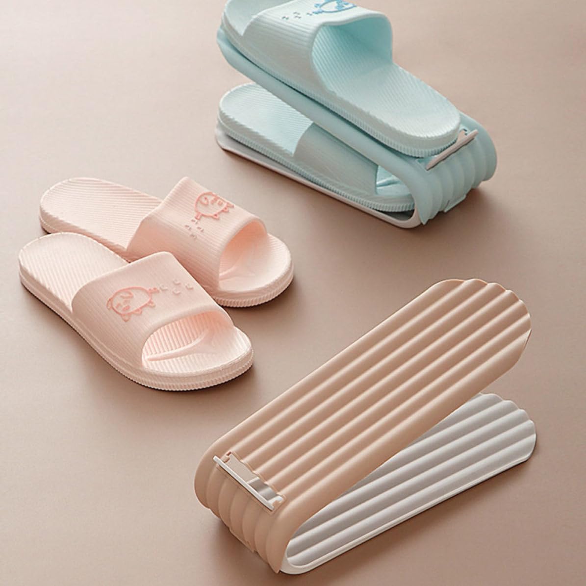 4pcs Double Layer Shoe Organizer Rack with Adjustable Two Stage Slots