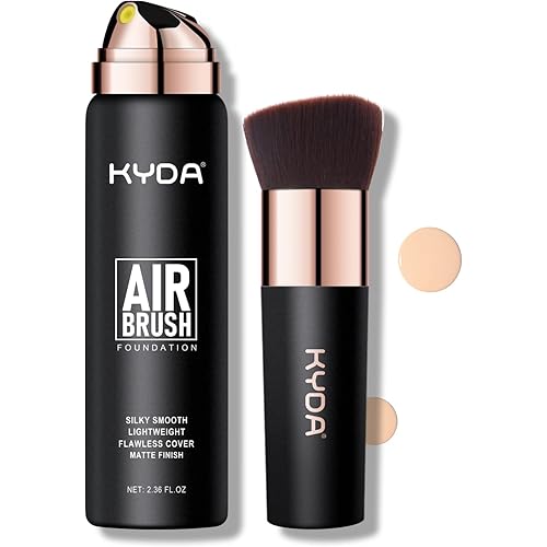 KYDA AirBrush Foundation Spray, Lasting Matte Foundation, Lightweight Cover, Smooth Blendable, Moisturizing Makeup Primer with Soft Brush Applicator-#120 Classic Ivory