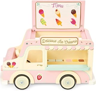 Le Toy Van - Wooden Doll House Dolly Ice Cream Van Play Set For Dolls Houses | Daisylane Dolls House Furniture Sets - Suitable For Ages 3+