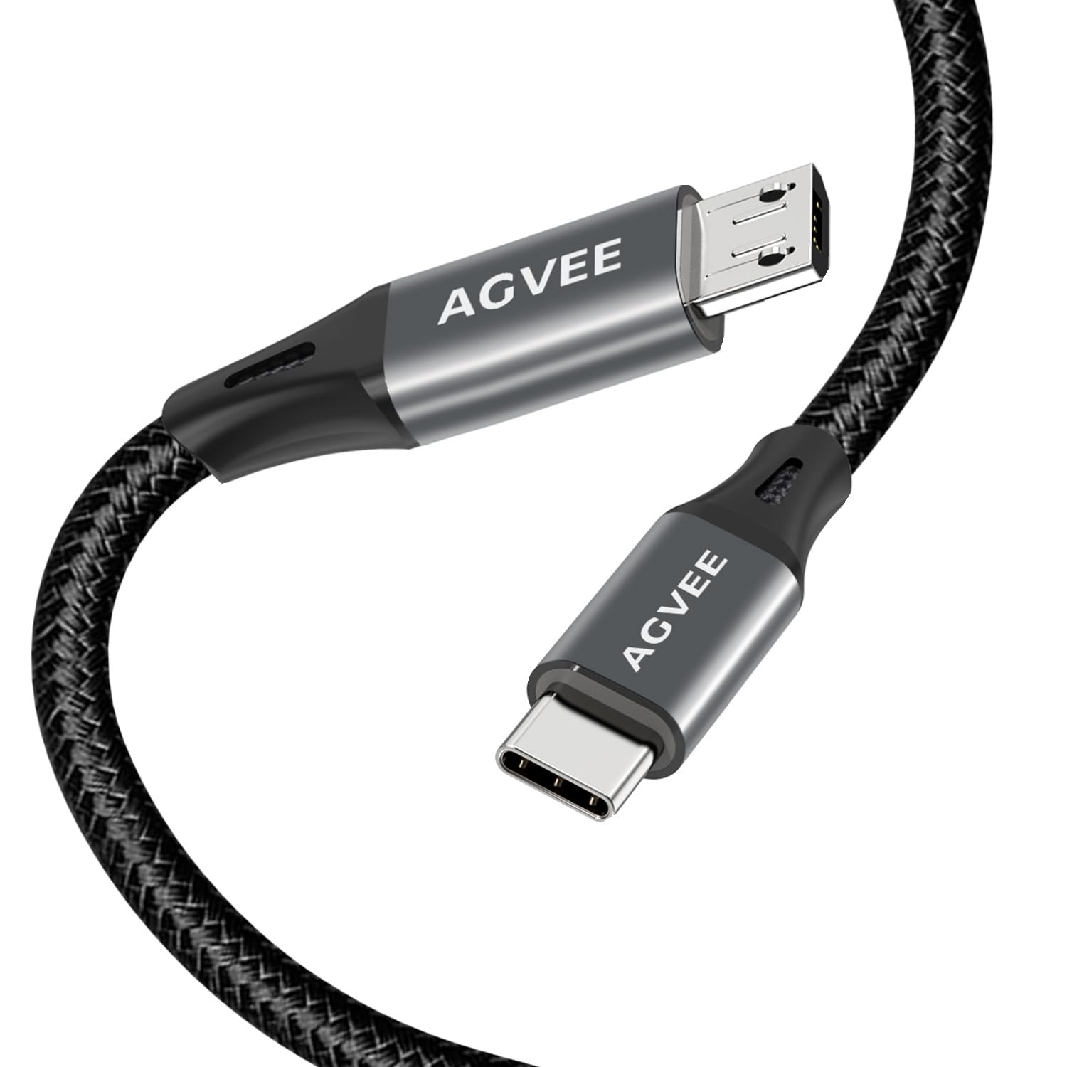 AGVEE Paquete de 2 cables USB-C OTG a micro USB de 6 pies, cable trenzado de sincronización de datos, adaptador de cable de carga para Samsung Galaxy S7, S6, J7, J3, LG, PS4, Kindle, PS4, Xbox | Adaptador de cable de transferencia de datos OTG tipo C para