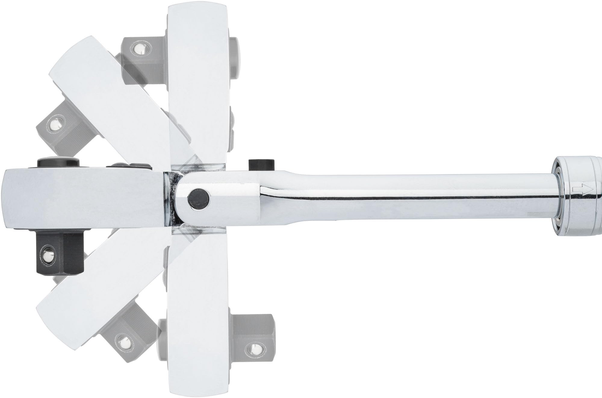 Vigor carraca telescópica articulada reversible V6612N, cuadradillo de 1/2 pulgada, extensible de 350-490 mm, cabeza giratoria 180 grados, ángulo de funcionamiento de 4 grados