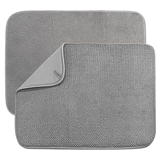 2 Pack Microfiber Dish Drying Mat,Absorbent Dish Drainer Kitchen Counter,Super Absorbent Dish Drying Pads 20×15 Inch Grey