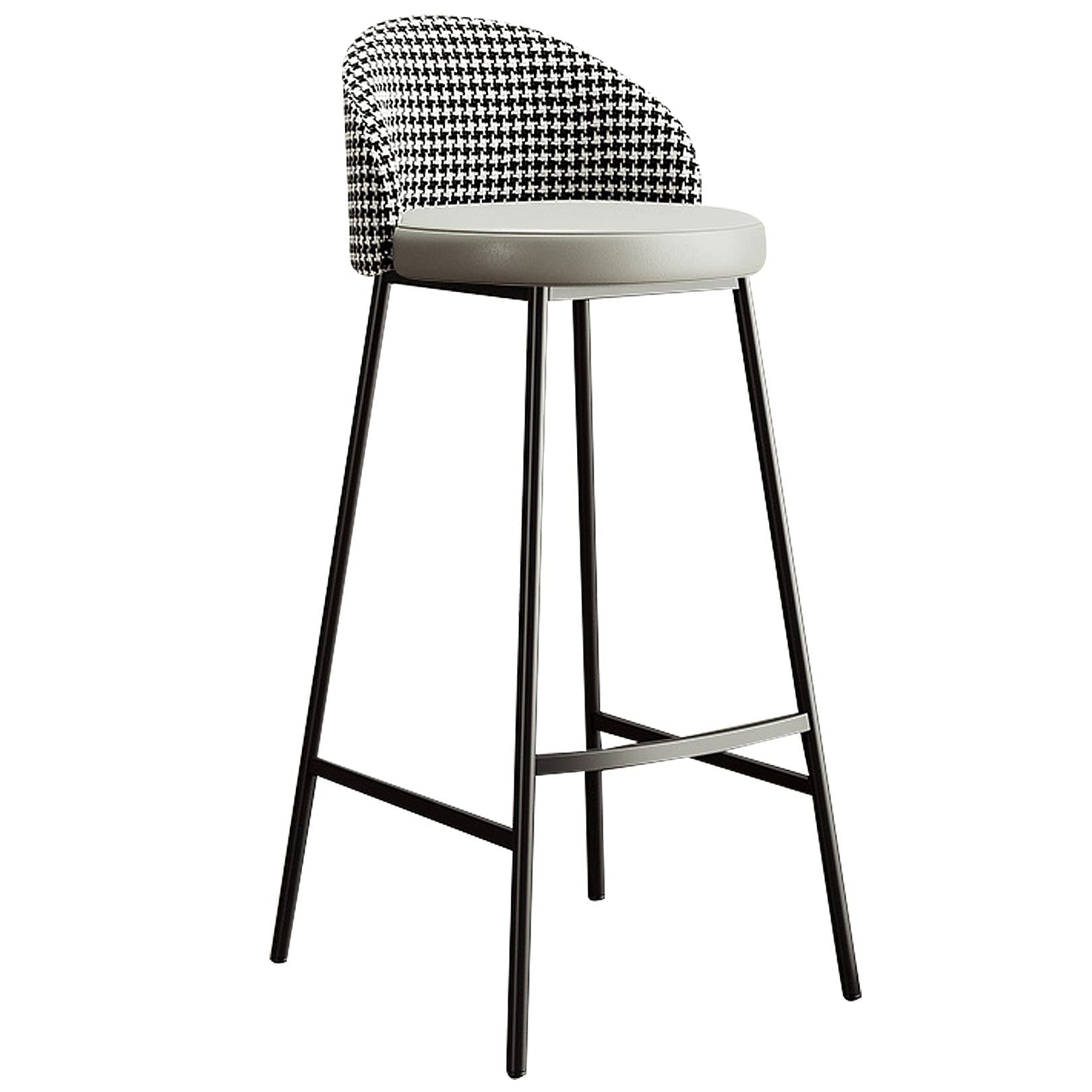 Tabourets de bar en cuir synthétique gris 65cm avec dossier bas pour îlot cuisine