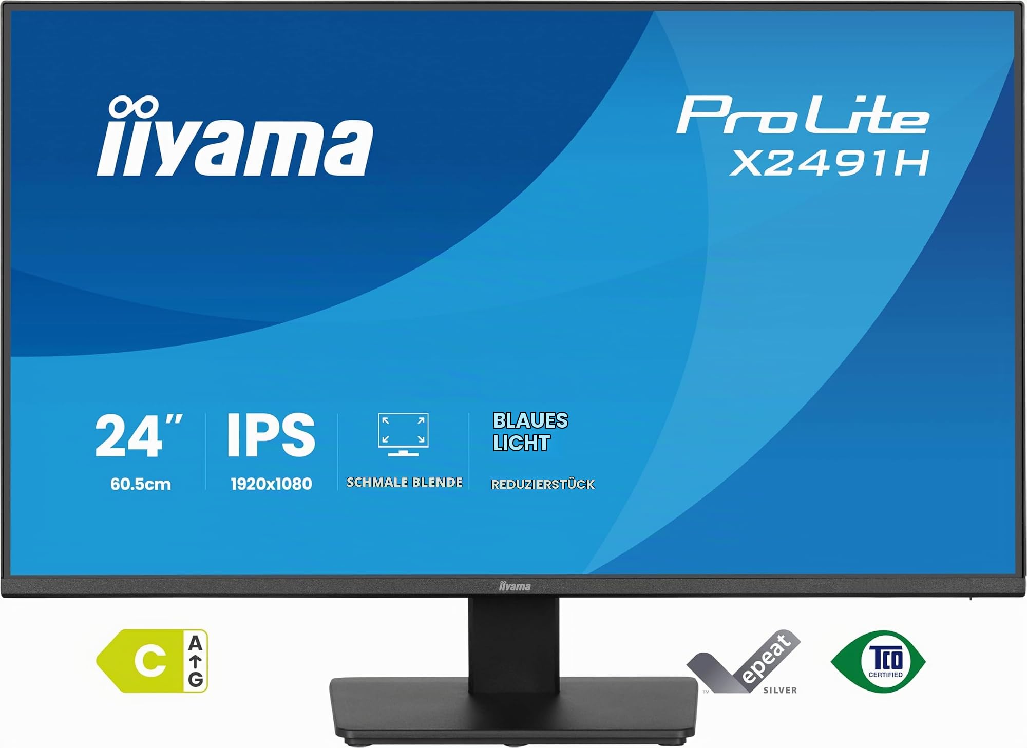 iiyama Prolite X2491H-B1 60,5cm 24" IPS LED-Monitor Full-HD 120Hz HDMI DP Slim-Line Adaptive Sync Energieklasse C schwarz
