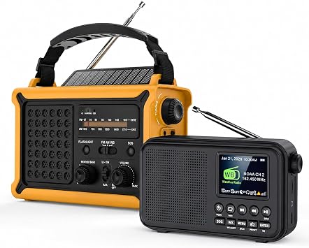 OnLyee Emergency Radio and Portable NOAA Weather Radio Bundle, 2 Items