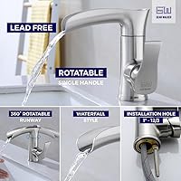 Vista 3 de Brushed Nickel Bathroom Faucet Waterfall Single Handle Single Hole Bathroom Sink Faucet Washbasin Faucet for Bathroom RV Vanity Sink Faucet,Modern