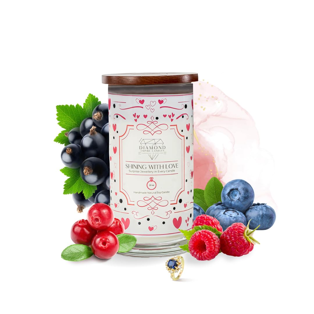 Diamond Empire Shining with Love Candle with Surprise Jewellery Inside (Surprise Jewelry Valued up to £2,500) 2 Wick Candle (Burn up to 120 H) (Rings, P/Q)