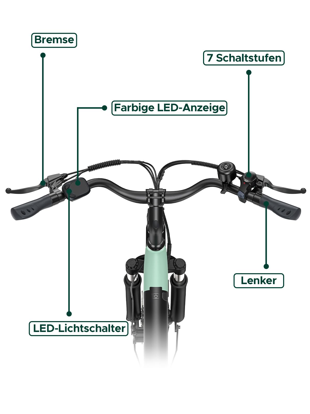 HillMiles Elektrofahrrad für Erwachsene, 26 Zoll, 7 Geschwindigkeiten, Elektrofahrrad mit 36 V, 13 Ah, abnehmbarer Akku, 25 km/h & Autonomie von 80 – 100 km E-Bike für Stadtpendler, IP65 wasserdicht