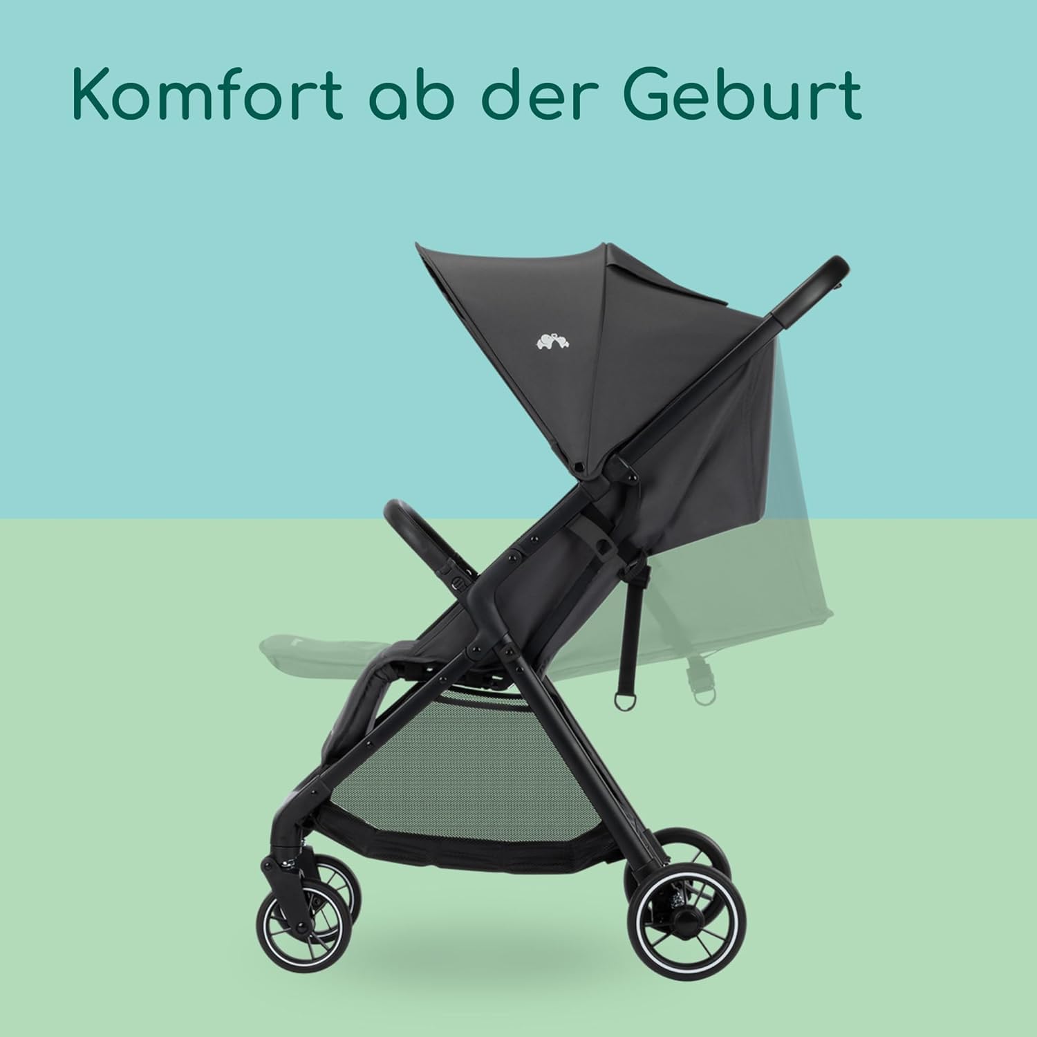 Bebeconfort Azur Kinderwagen Buggy Kompakt 0–3 Jahre 15 kg Leichter Reisebuggy Automatisch Einhändig Klappbar Stufenlos Flach Verstellbar Großer Korb Mineral Graphite