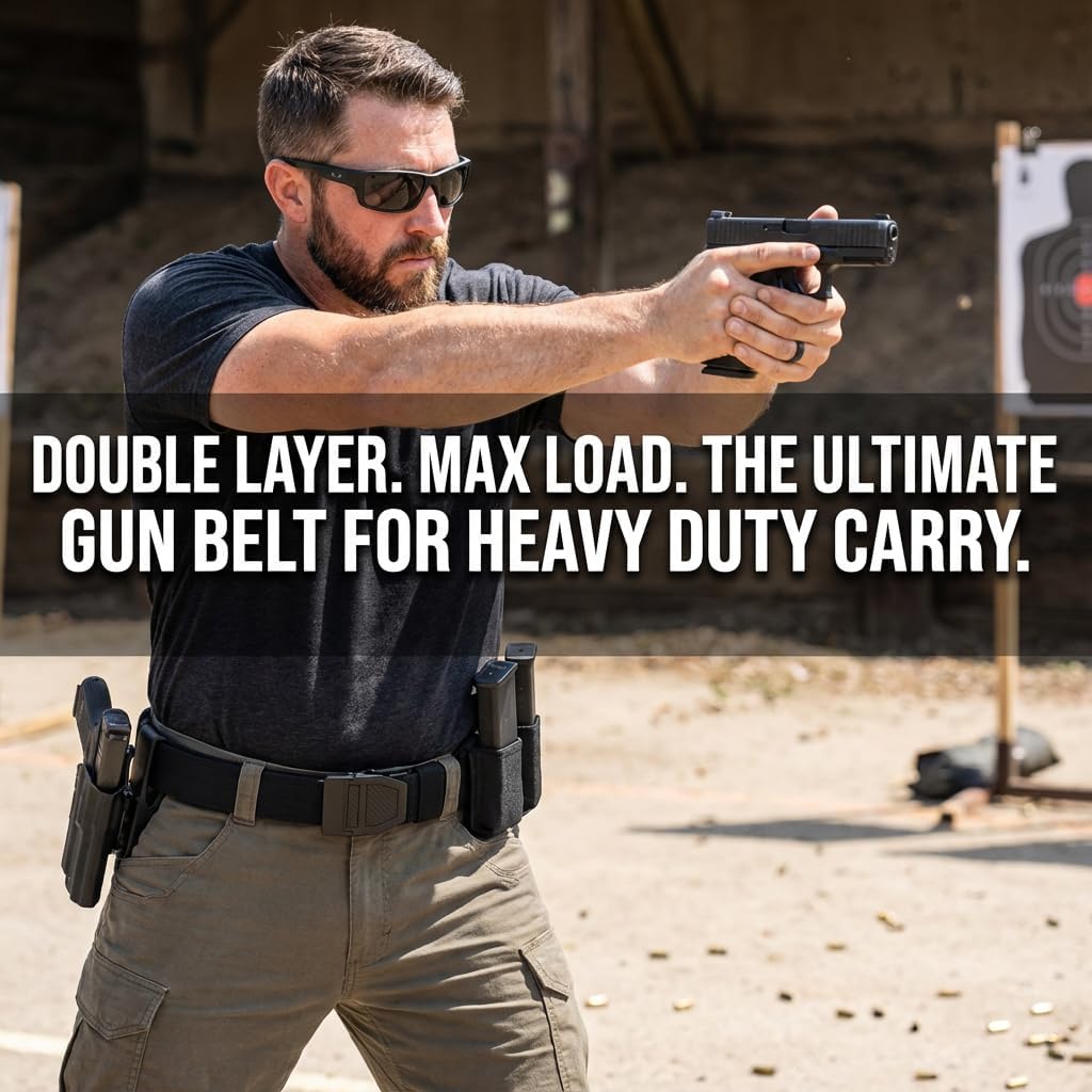 KingMoore Tactical Gun Belt | 1.5" Width Dual-Layer Heavy-Duty 1000D Nylon for EDC & CCW