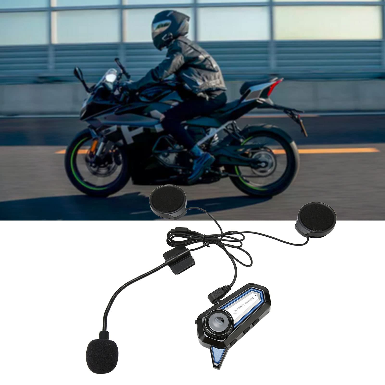 Casque Bluetooth pour Moto, Casque D'interphone Bluetooth avec Microphone à Réduction de Bruit HD, Réponse Automatique, Batterie 1000 MAh pour Moto, Sport, Cyclisme, Compétence