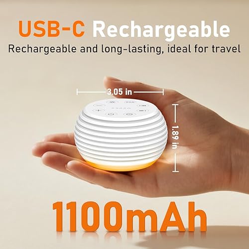 Miniatura 6 de SleeZOO Máquina de sonido portátil, máquina de ruido blanco, máquina de dormir con 30 sonidos relajantes, 12 luces, 5 temporizadores, 32 niveles de