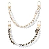 Apojgitn 2pcs Pearl Purse Charms - Chain Extender Strape for Handbag, Gold Purse Chain Replacement, Purses Accessories for Women, Short Metal Charms for Tote Bags & Phone
