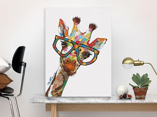 Miniatura 3 de ForJoy Arte de pared grande de jirafa pintura artística para habitación de los niños, dormitorio, sala de estar, cocina, habitación de bebé, baño,