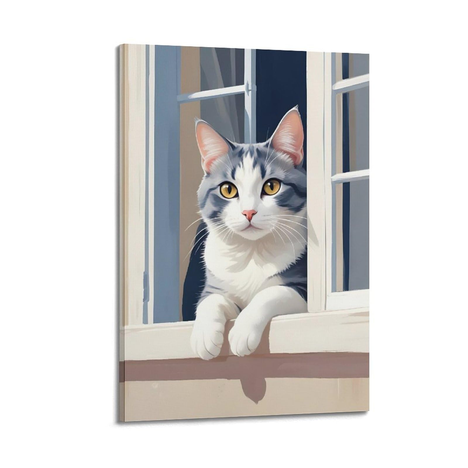 Impression sur toile chat moderne tableau décoration murale cadre salon 20x30cm - 6