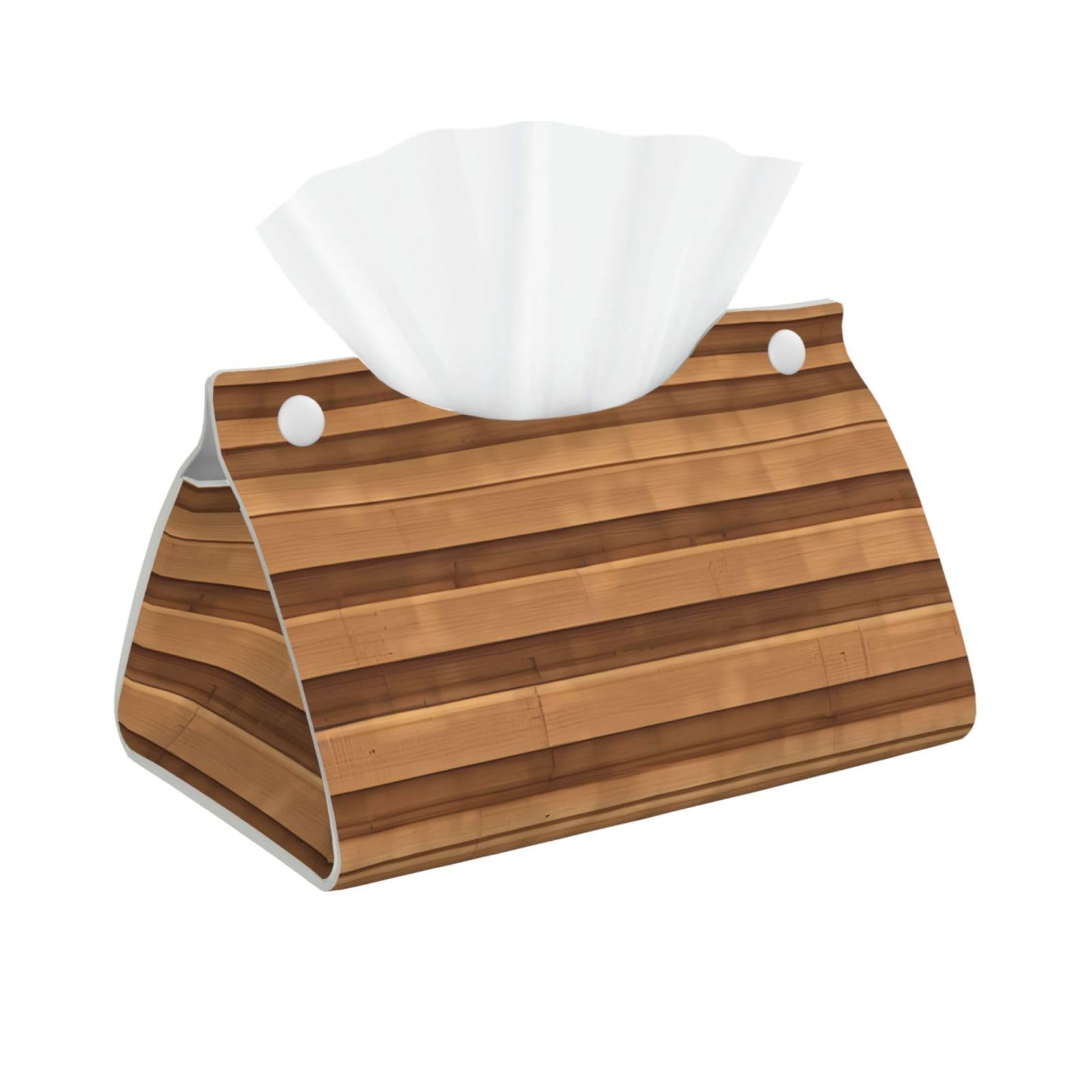 Original wood color texture Long Leather Tissue Box Cover-Waterproof PU Leather Tissue Holder for Bathroom, Decorative Rectangular Tissue Case