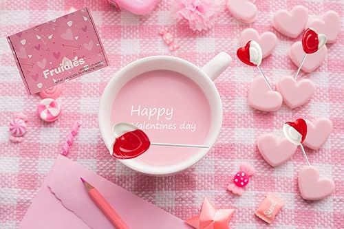 Miniatura 6 de Paletas para el día de San Valentín con forma de corazón rojo sabor fresa y crema, 24 paletas, envueltas individualmente