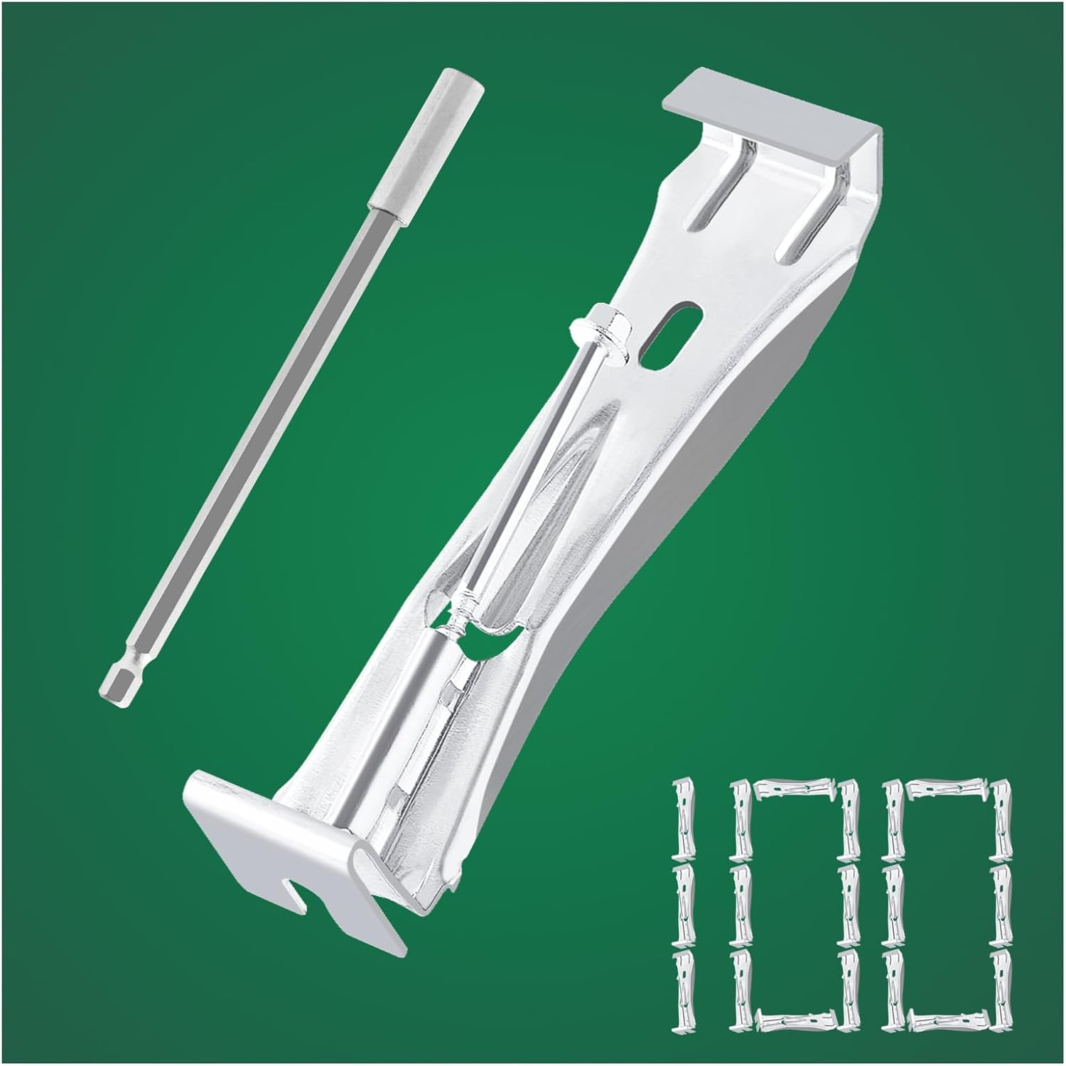 Quick Screw Gutter Hangers 5 Inch- 100 Pack - 5 Inch Gutter Clips Hidden Gutter Hangers 5 Inch with a Pre-Inserted Rust Resistant Screw with Bonus 6 Inch Drill Bit