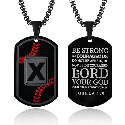 VA JENT Dog Tag Necklaces for Men Titanium Steel Mens Letter Tag Necklace Black 