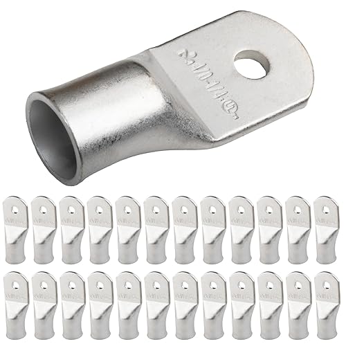 Miniatura 190 de SELTERM - Terminal en anillo de grado marino UL 2/0 AWG 3/8 pulgadas (25 uds) para batería, terminal tubular de cable eléctrico, conector calibre