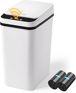 Bathroom Trash Can Automatic Touchless 2.6 Gallon Small Smart Trash Cans with Lid Slim Garbage Can for Kitchen, Toilet, Bedroom, RV, Living Room