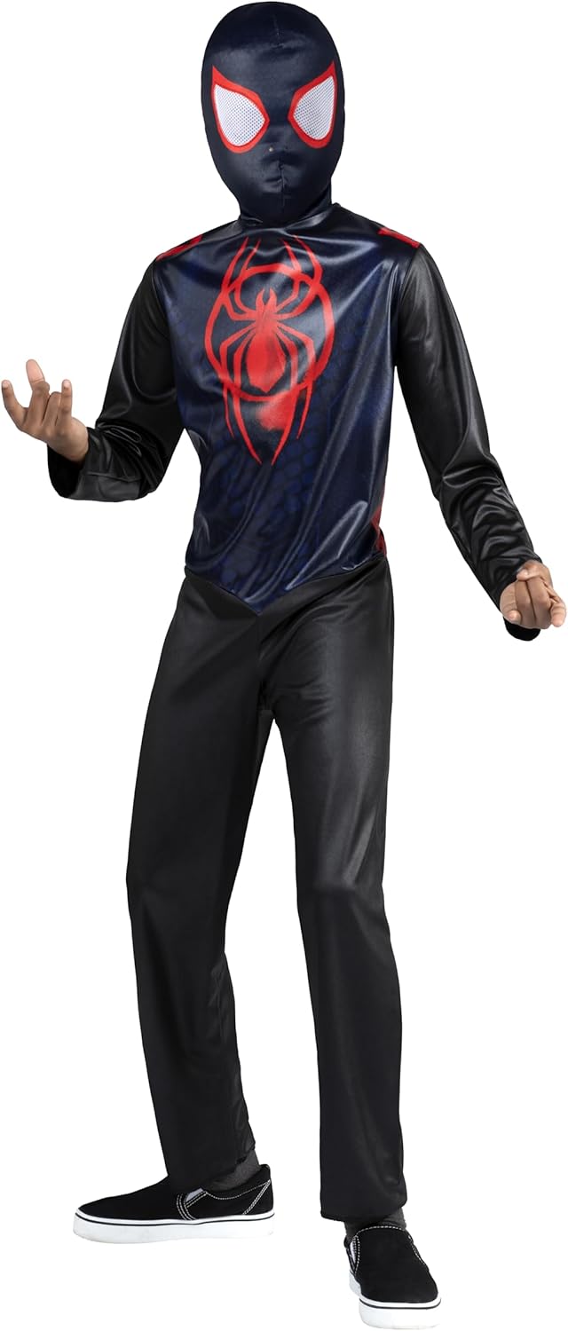 Marvel Miles Morales Official Youth Halloween Costume - Printed Jumpsuit with Fabric Mask - Image 5
