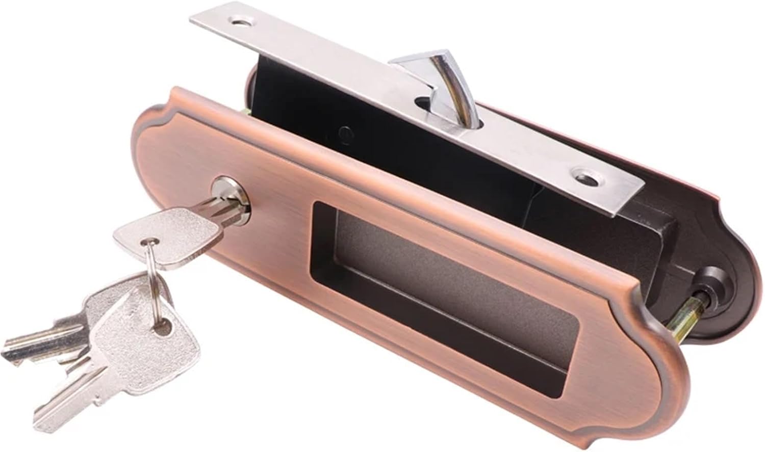 Sliding Door Lock Handle Locks Keyed Privacy Door Door Lock 1Pcs(Maroon)
