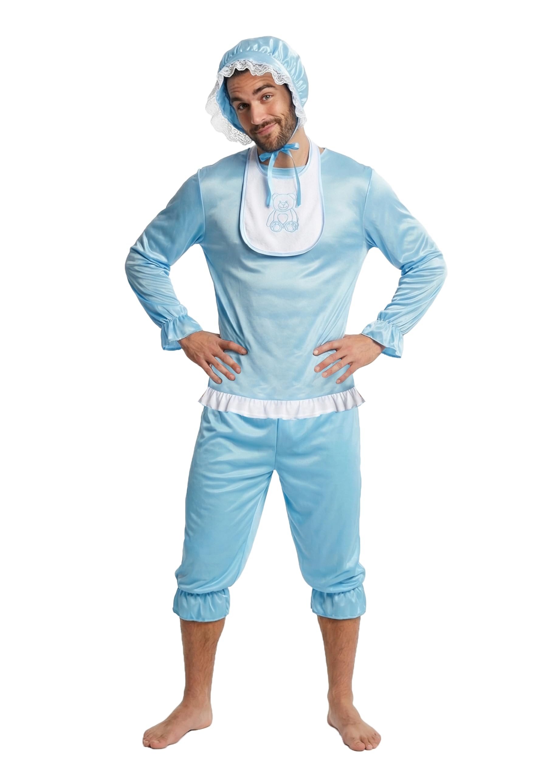 HENBRANDT Adult Baby Costume for Men, Blue Fancy Dress Outfit, One Size
