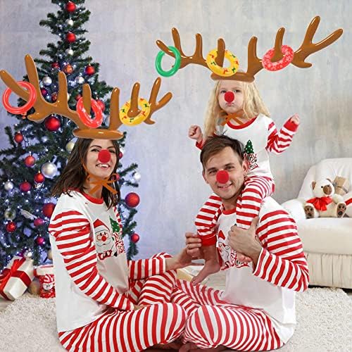 Uniqhia 2021-NEW-VERSION Inflatable Reindeer Antler Ring Toss Game, 2 Anlters & 16 Rings, Christmas Tree Santa Ring Toss for Christmas Party Games, US Patented