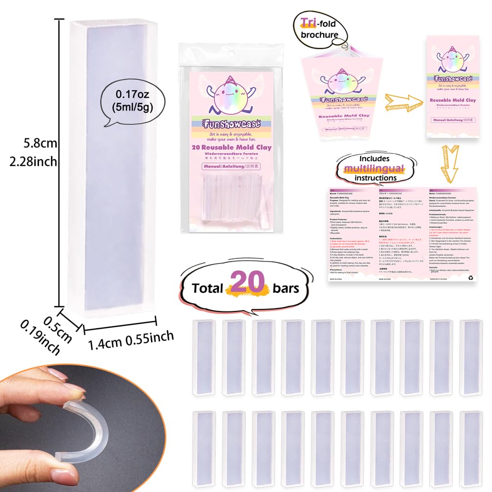 Reusable Resin Mold Clay, Moldable Plastic 20-bar