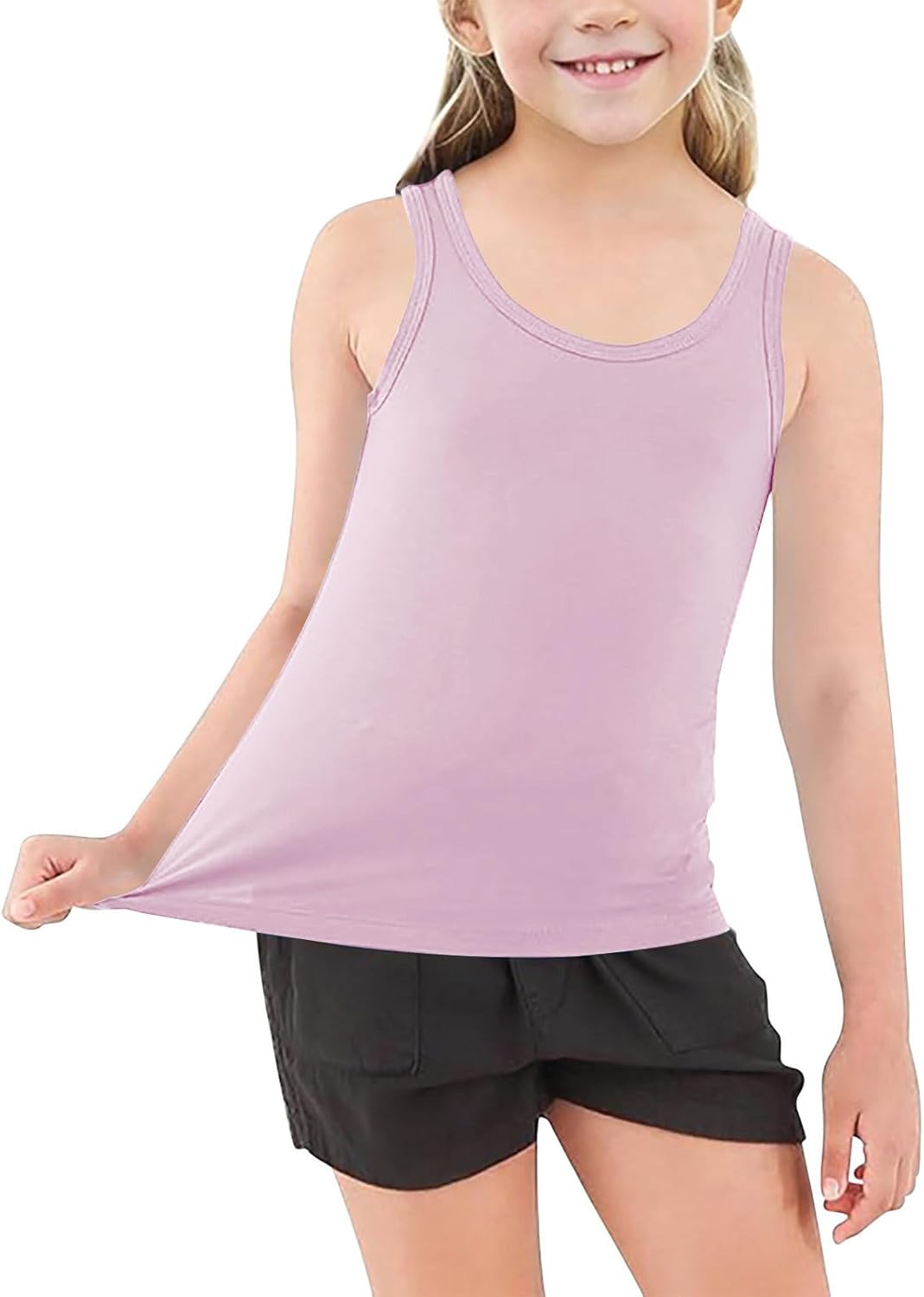5-Pack Girls Basic Solid Racerback Tank Tops Athletic Casual Sleeveless Versatile Dance Shirts for 1-13 Years