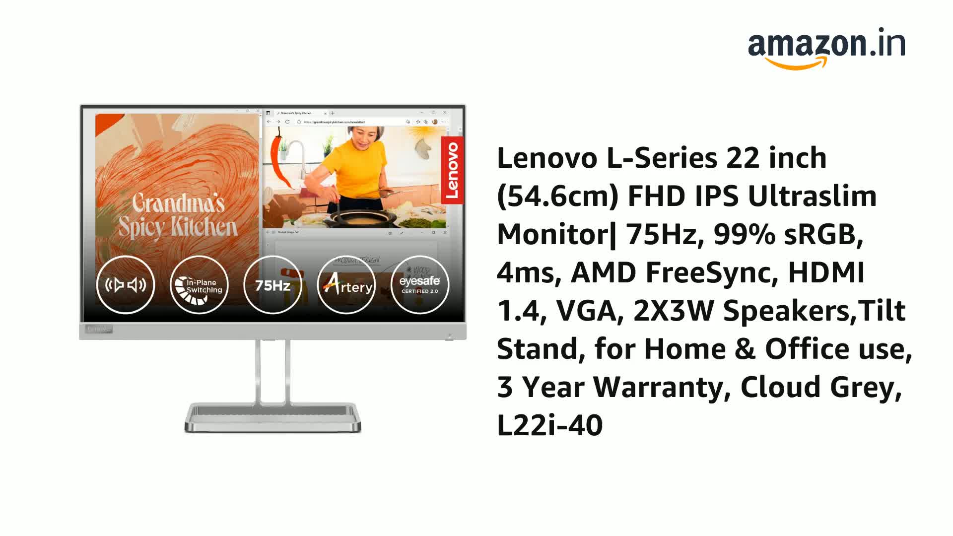 新品未開封　レノボ　モニター　Lenovo L22i-40 21.5型 Lenovo レノボ公式 21.5インチ L22i-40 (67AEKACBJP)21.5型 FHD