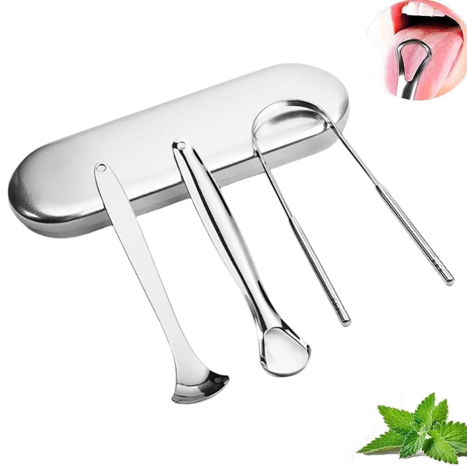 STAYOUNG STAYOUNG 3 PCS Stainless Steel Tongue Scraper - Helps with Bad Breath, Medical Grade Stainless Steel, Great for Oral Hygiene, Oral Cleaner for Adults and Kids (Silver)