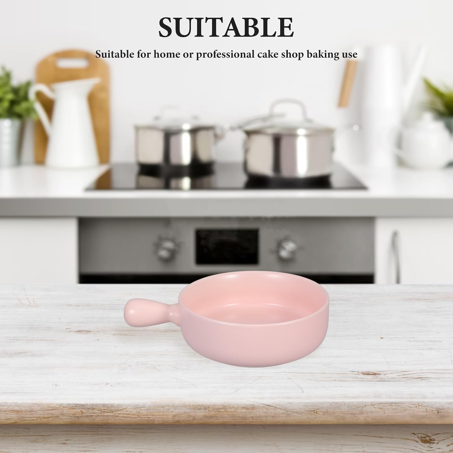 CALLARON Casserole Dishes for Oven - 6 inch Ceramic Baking Dish, Baking Tray with Handle, Round Roasting Lasagna Pan, Porcelain Deep Salad Pasta Plates, Kitchen Serving Tray, Dishwasher Safe, Pink