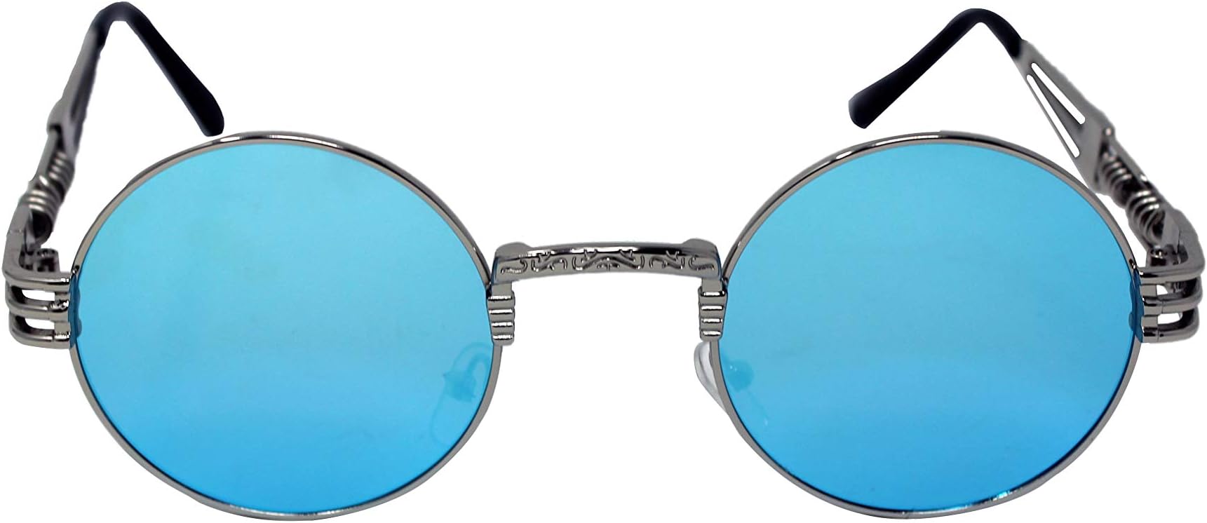 Black Raven Sunglasses for Men and Women UV400 Steampunk Vintage Retro Mirrored Reflective Metal