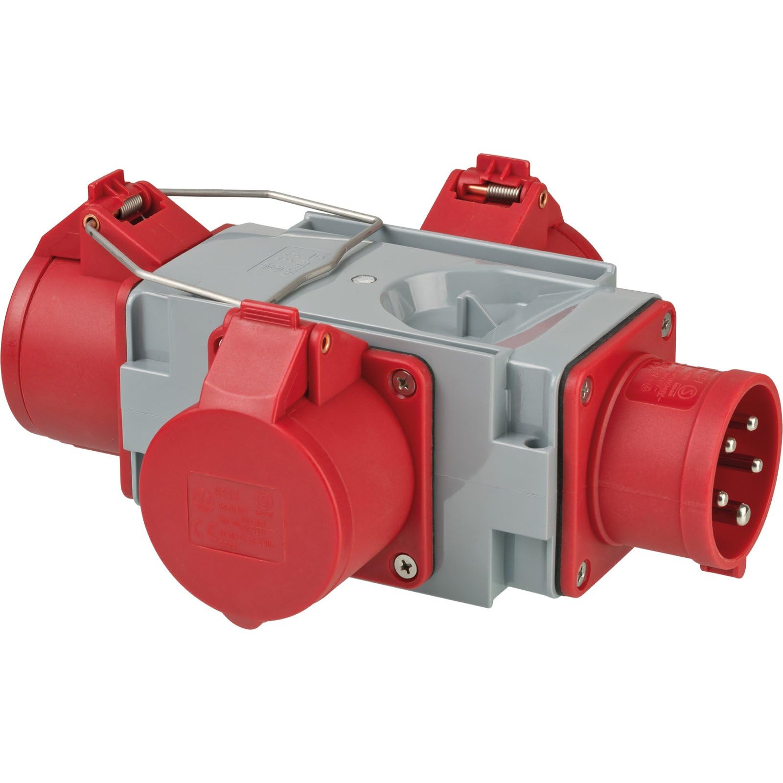 Brennenstuhl Adapter rozdzielacz prądu IP44 (1 x wtyczka CEE 400 V/16 A i 3 x gniazda CEE 400 V/16 A, do stałego użytku na zewnątrz, na placach budowy i w gospodarstwach rolnych)