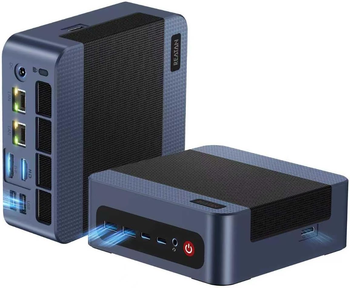 Reatan A6 Mini Gaming PC AMD Oculink Ryzen 7 7840HS (8C/16T, up to 5.1GHz) Mini Desktop Computer, 32GB DDR5 5600MHz 1TB PCle4.0 SSD Mini PC, Quad Display&Dual 2.5G RJ45&HDMI/DP/USB-C, WiFi 6E, BT 5.2